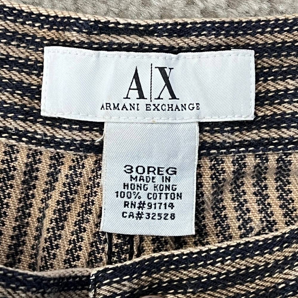Vintage Armani Exchange Women 30 Hickory Stripe Railroad Straight Leg Jean Brown - Picture 2 of 8